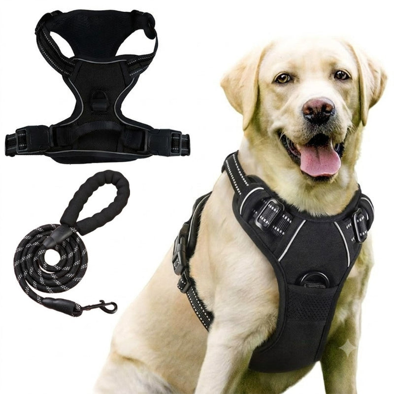 Pawbibi™ Reflective No‑Pull Dog Harness Combo with 1 Pet Leash